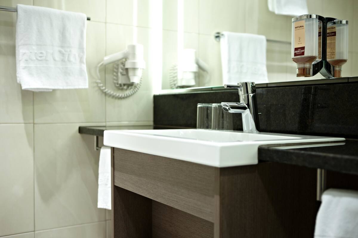 Free toiletries, hair dryer, towels