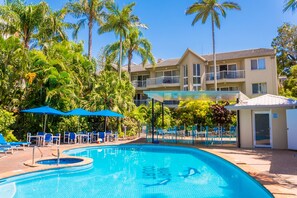 Outdoor pool, open 7:30 AM to 9:30 PM, sun loungers