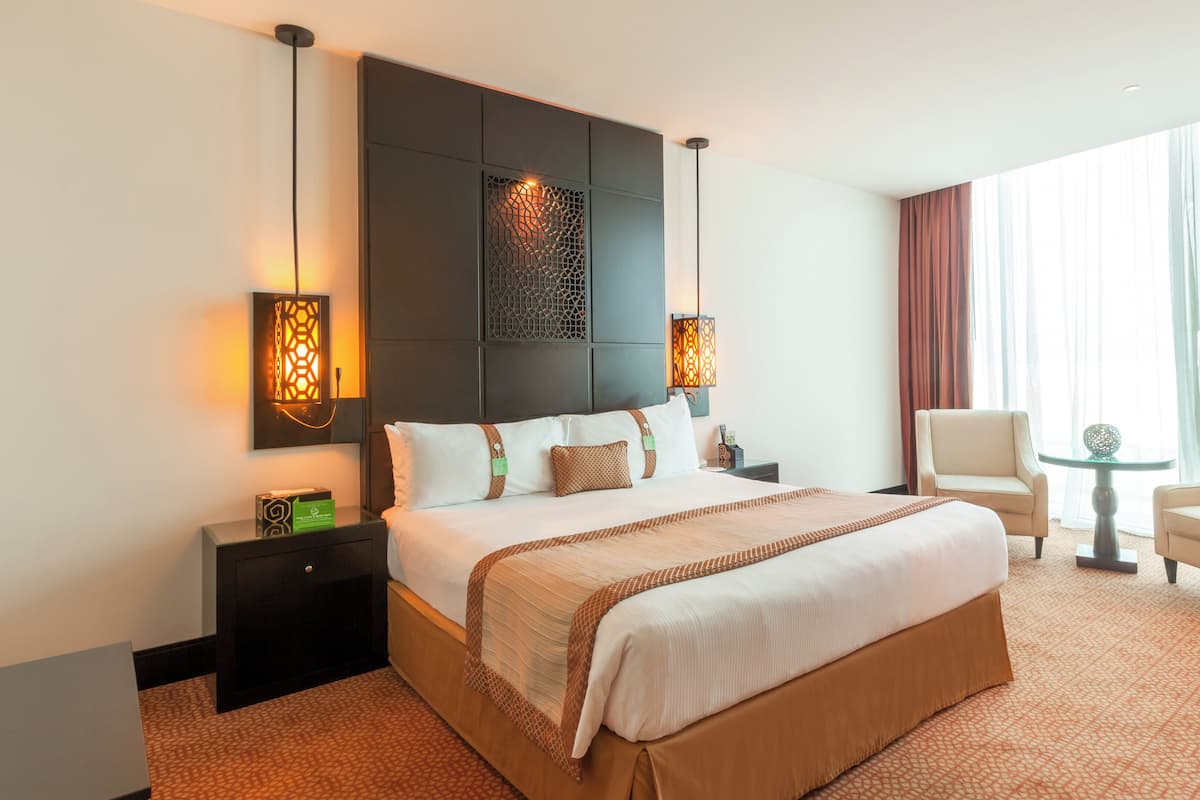 Memory-foam beds, minibar, in-room safe, desk