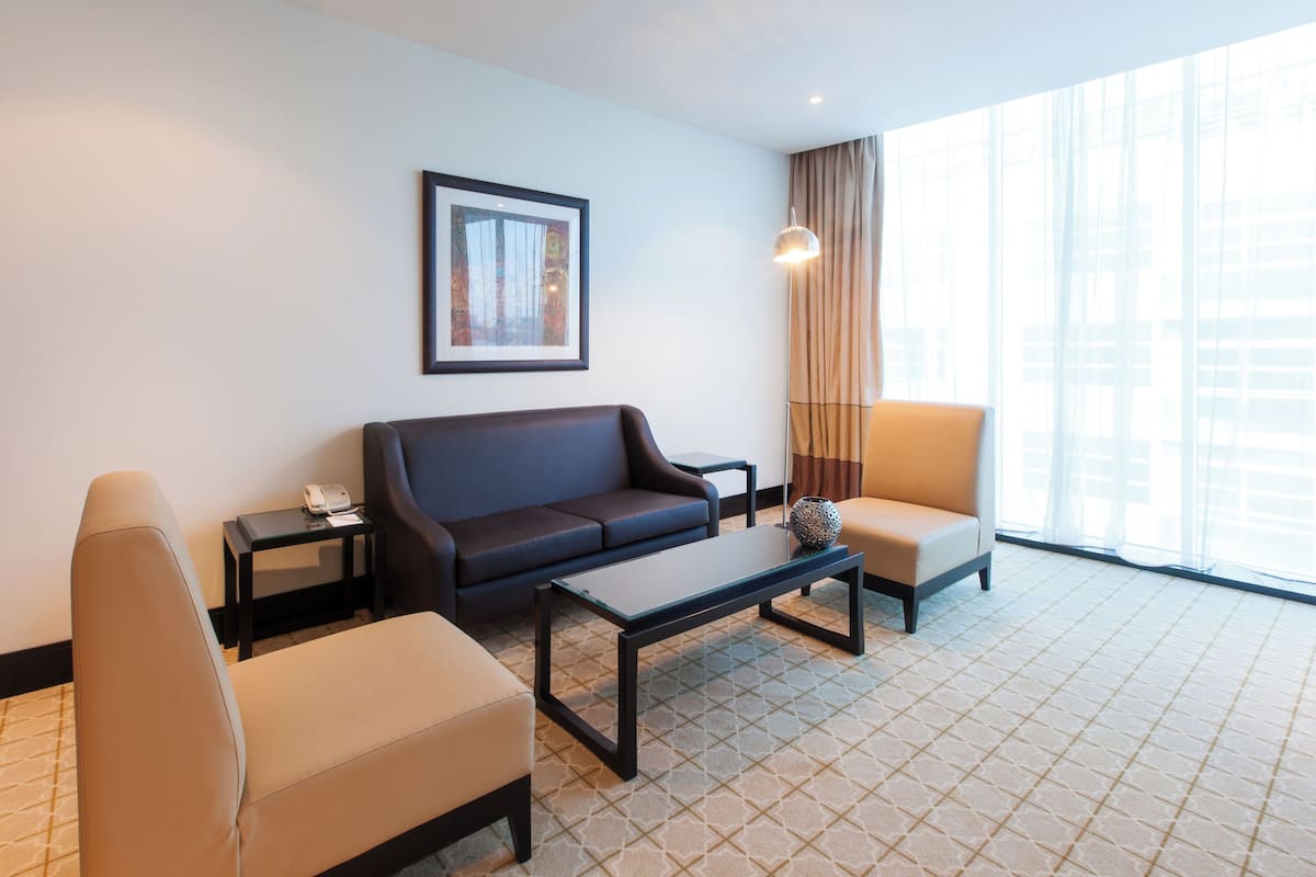 Memory-foam beds, minibar, in-room safe, desk