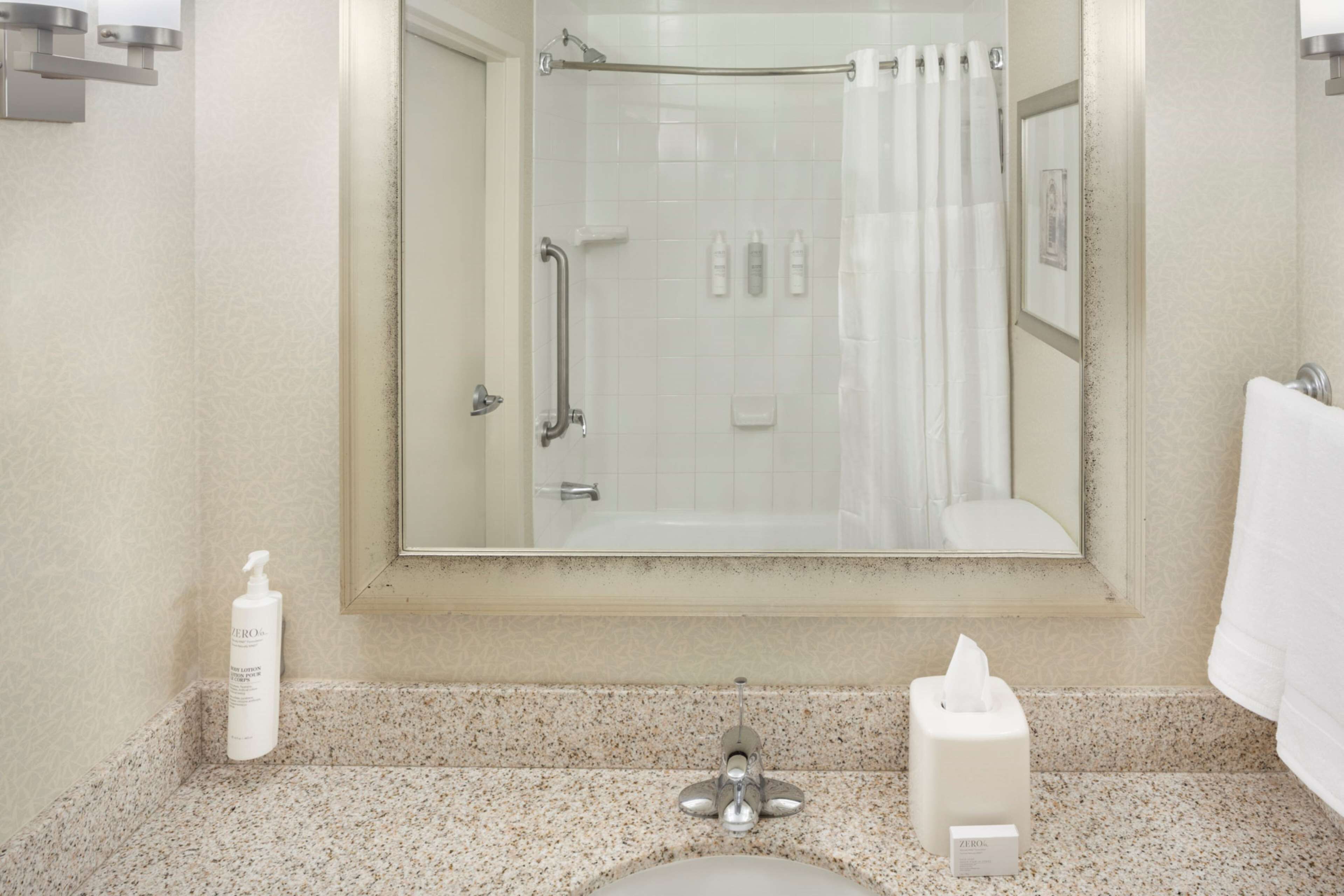 free toiletries, hair dryer, towels