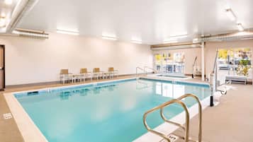 Indoor pool, open 6:00 AM to 10:00 PM, sun loungers