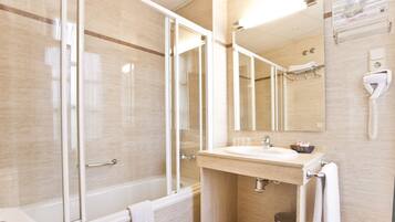 Free toiletries, hair dryer, bidet, towels