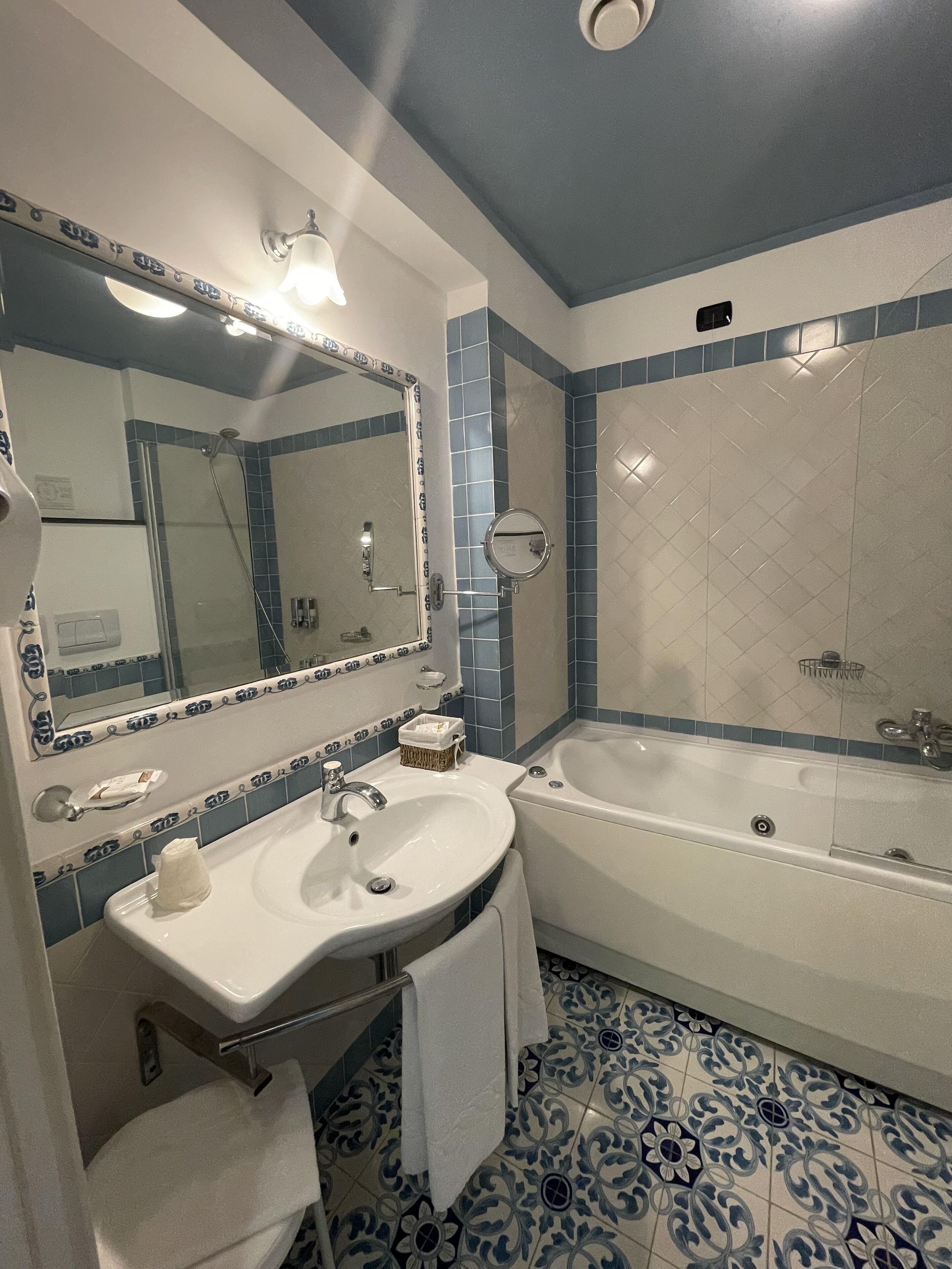 free toiletries, hair dryer, bidet, towels