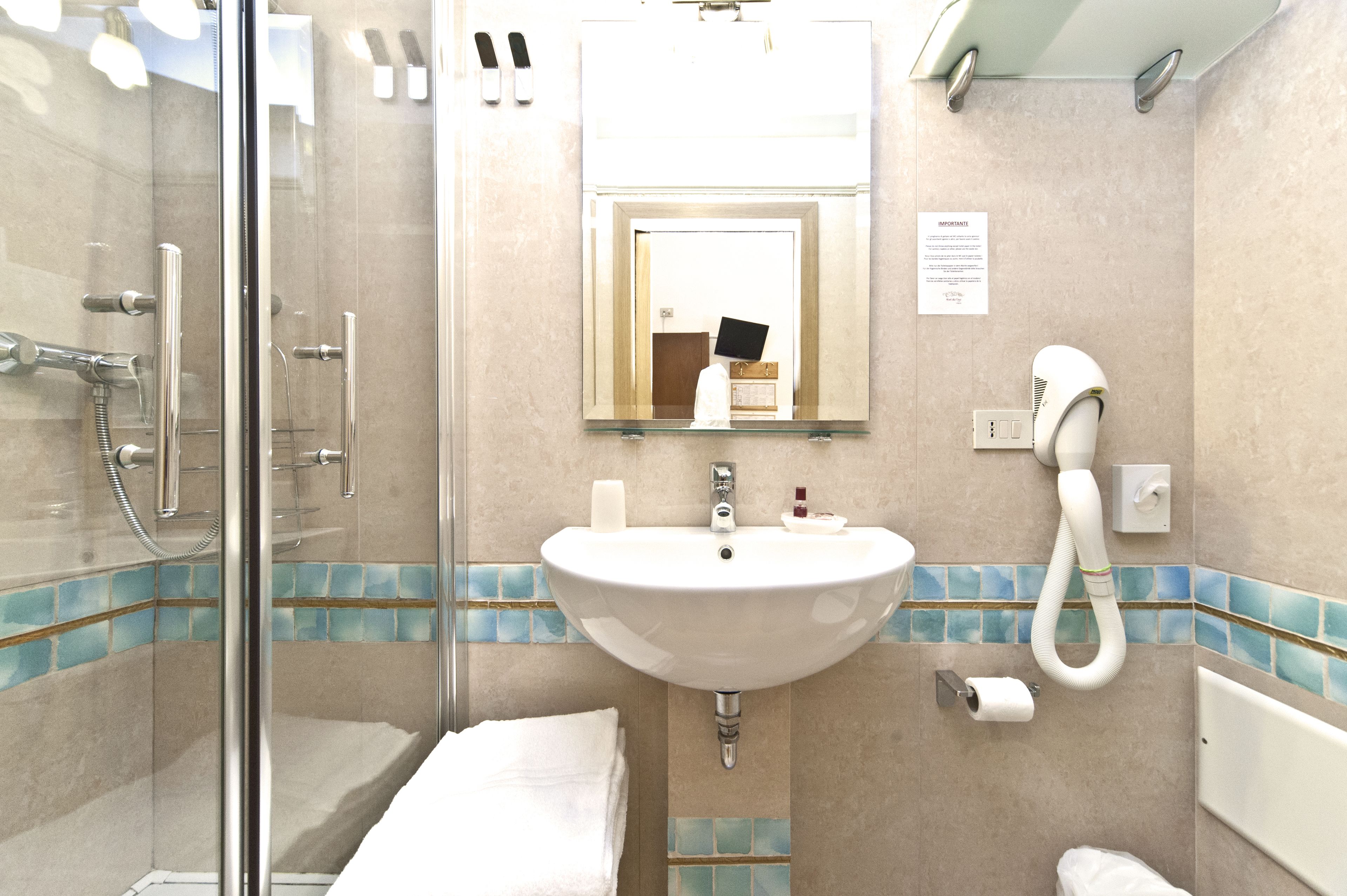 free toiletries, hair dryer, towels