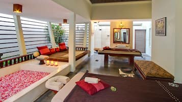 Salas de tratamiento para parejas, tratamientos corporales, aromaterapia