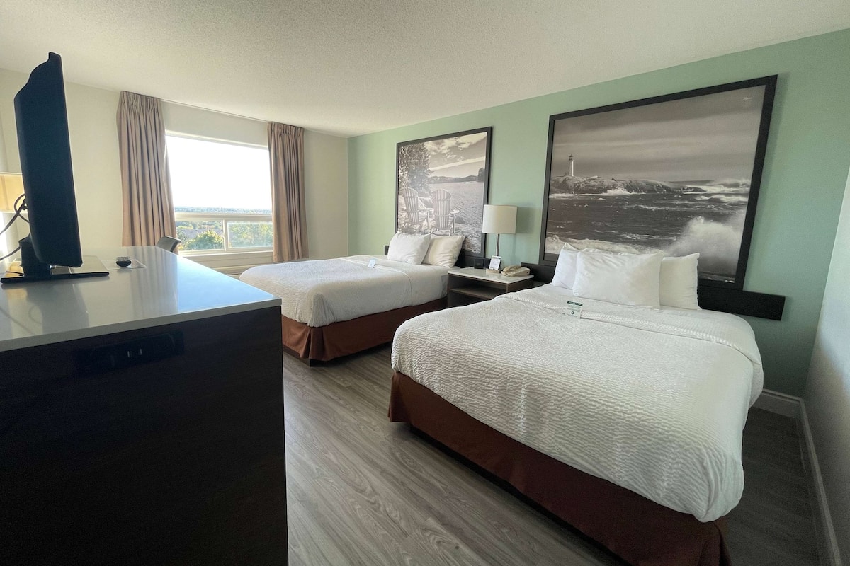 standard room, 2 queen beds | hypo-allergenic bedding, desk, blackout curtains, iron/ironing board