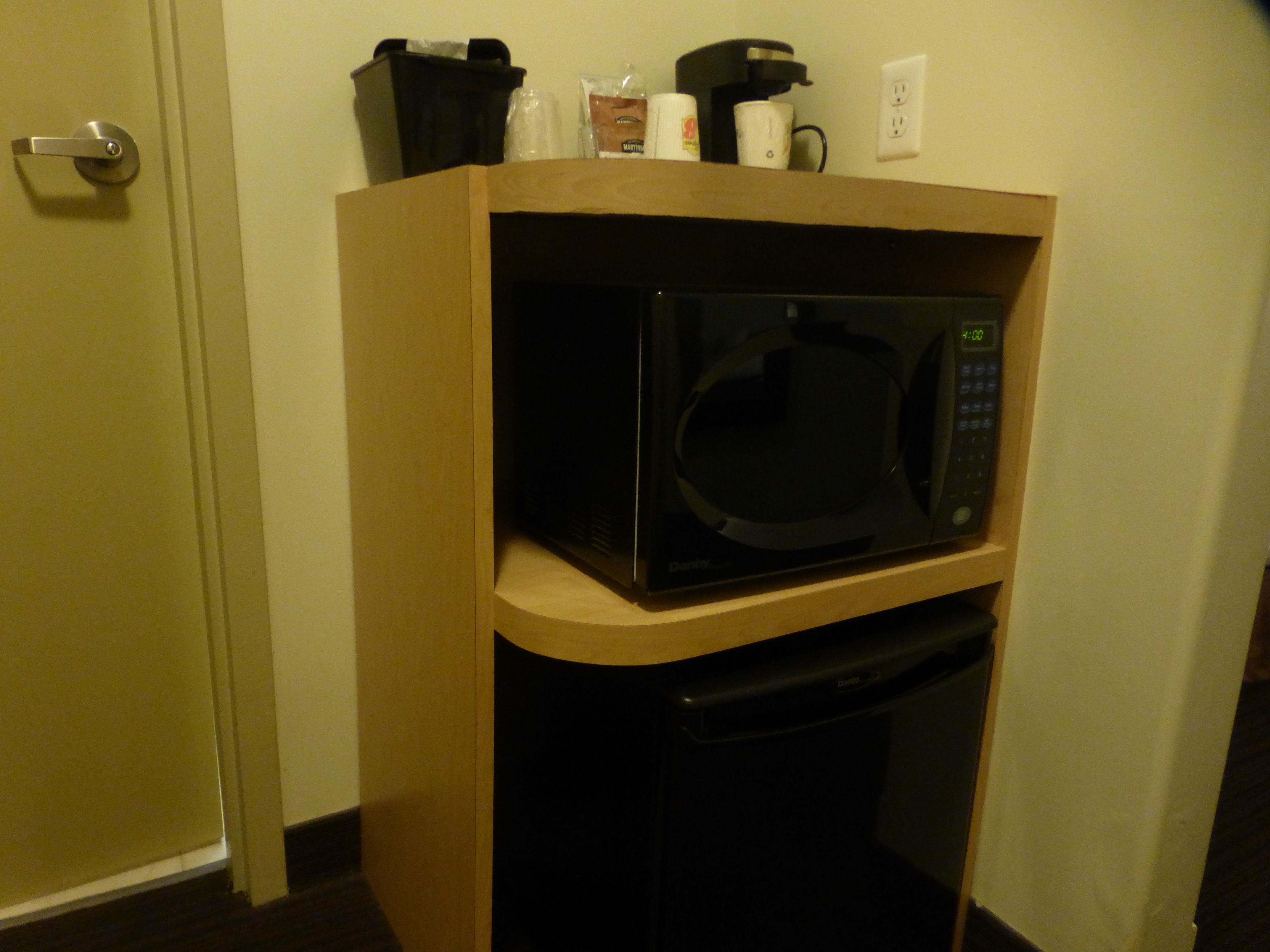 hypo-allergenic bedding, desk, blackout curtains, iron/ironing board