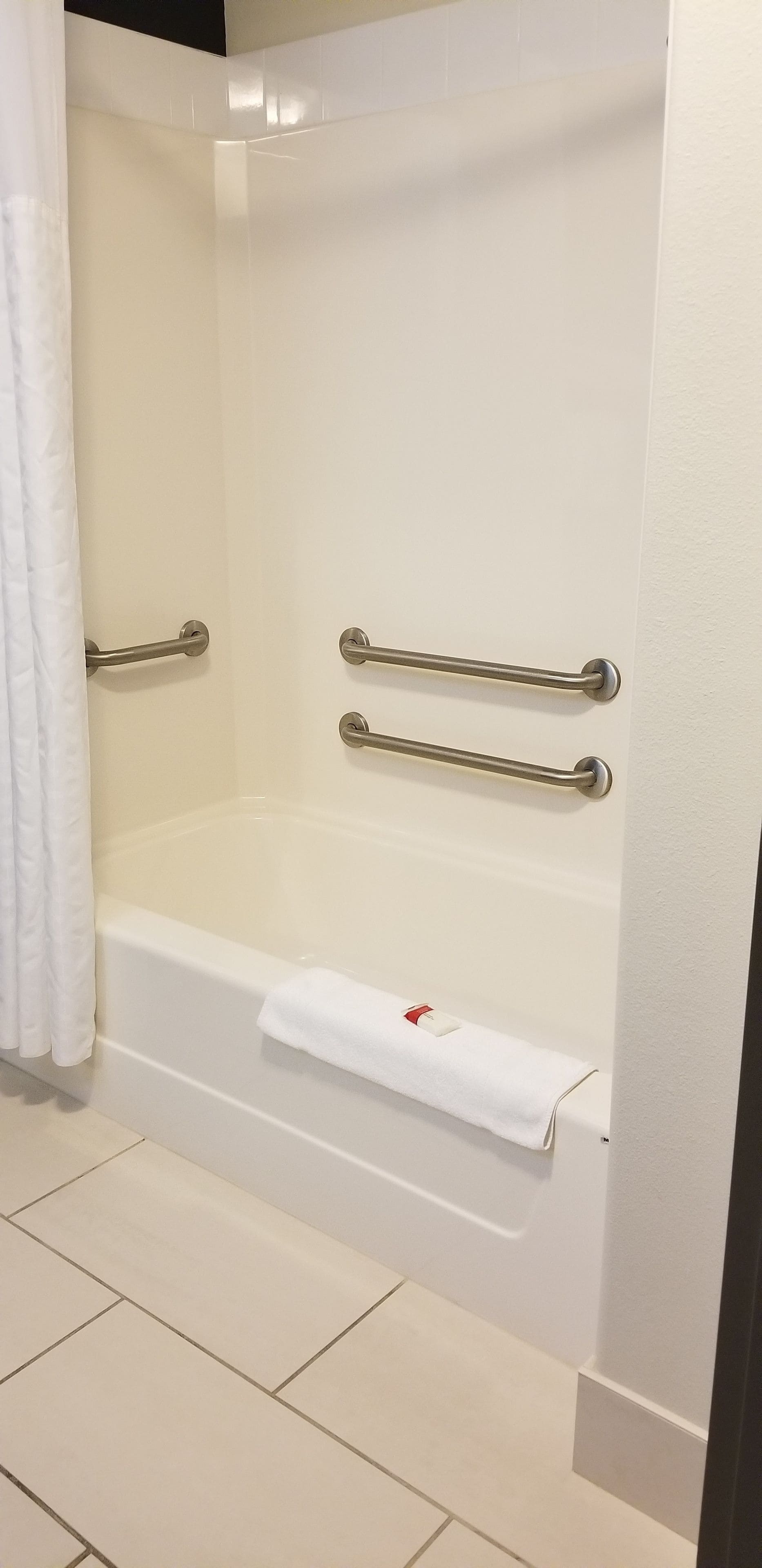 standard room, 1 queen bed, accessible | bathroom shower