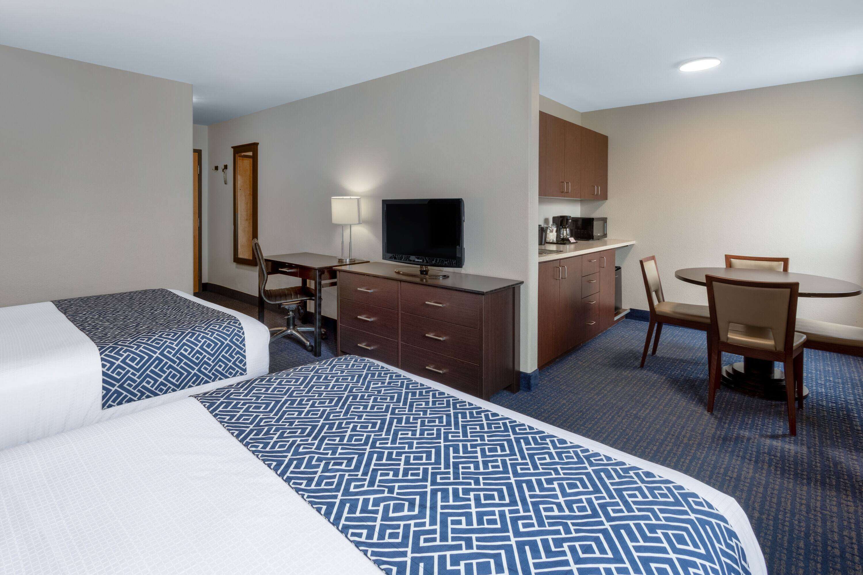 suite, 2 queen beds | premium bedding, desk, blackout curtains, iron/ironing board