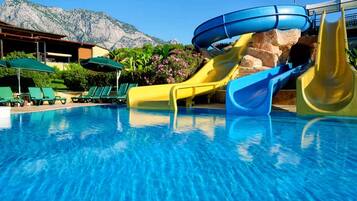 2 outdoor pools, pool umbrellas, pool loungers