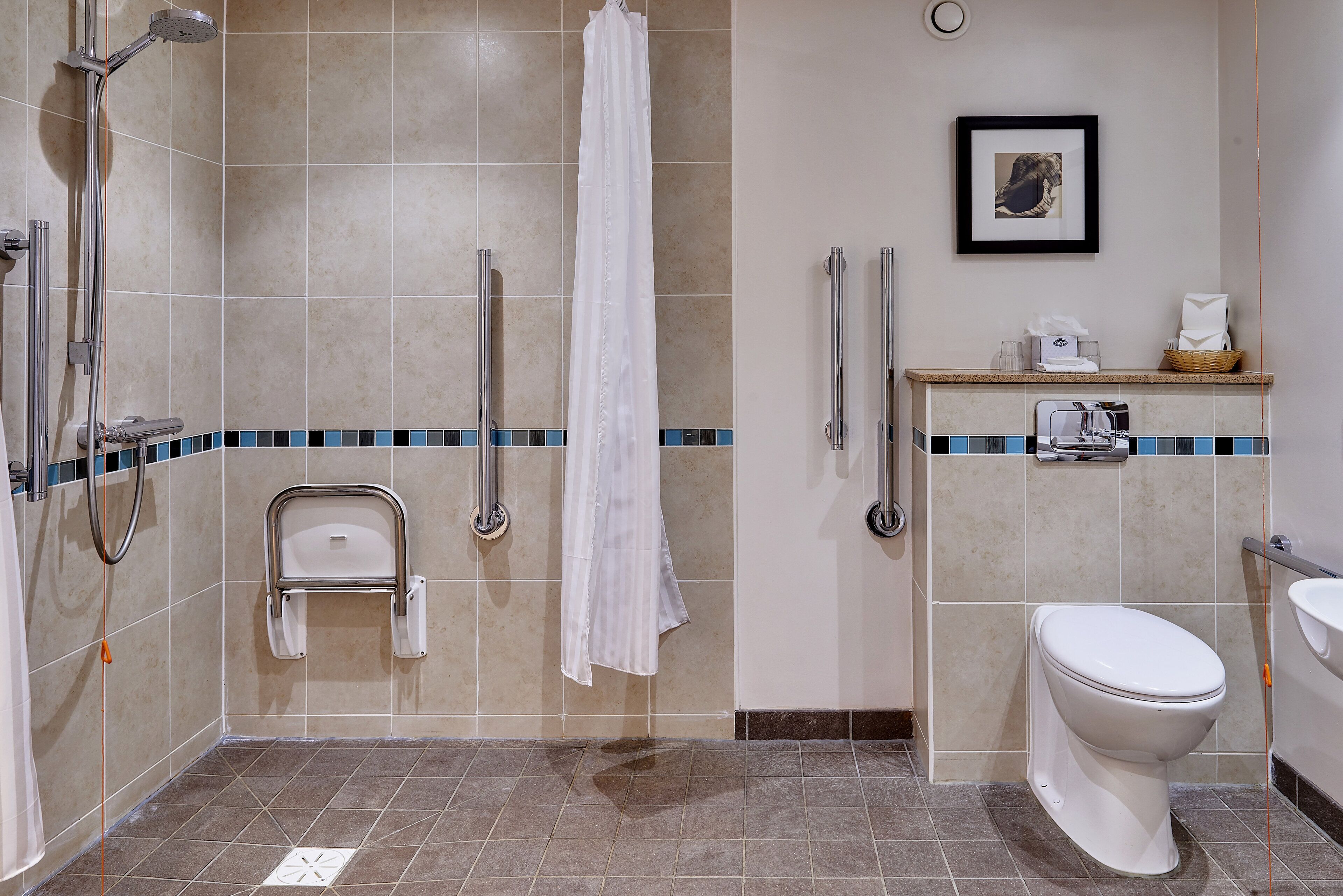 studio suite, 1 king bed, accessible, kitchen | bathroom | rainfall showerhead, free toiletries, hair dryer, towels