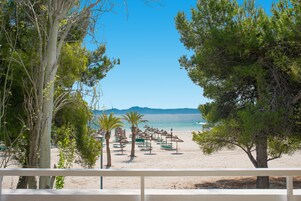 On the beach, white sand