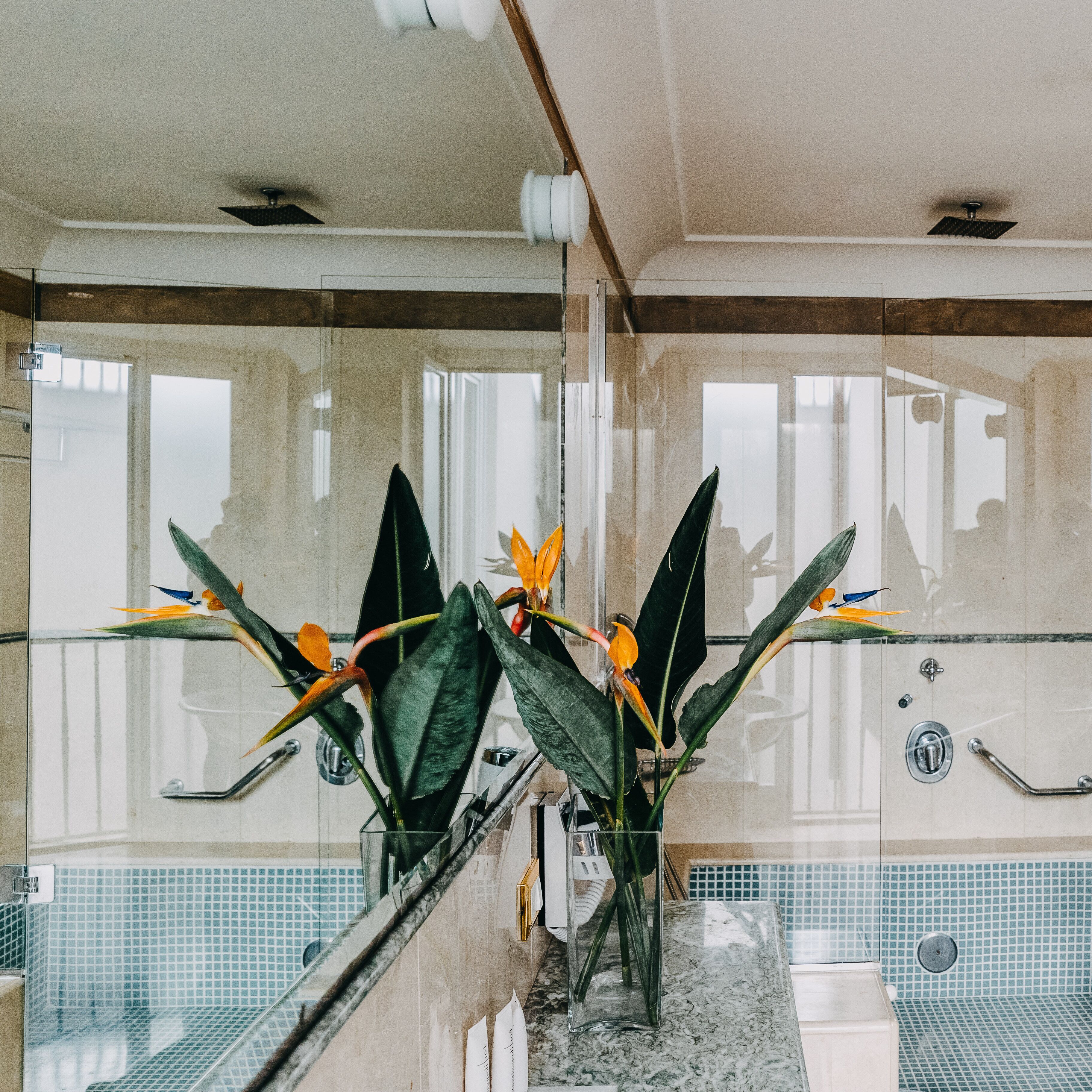 classic double or twin room | bathroom | combined shower/bathtub, designer toiletries, hair dryer, slippers