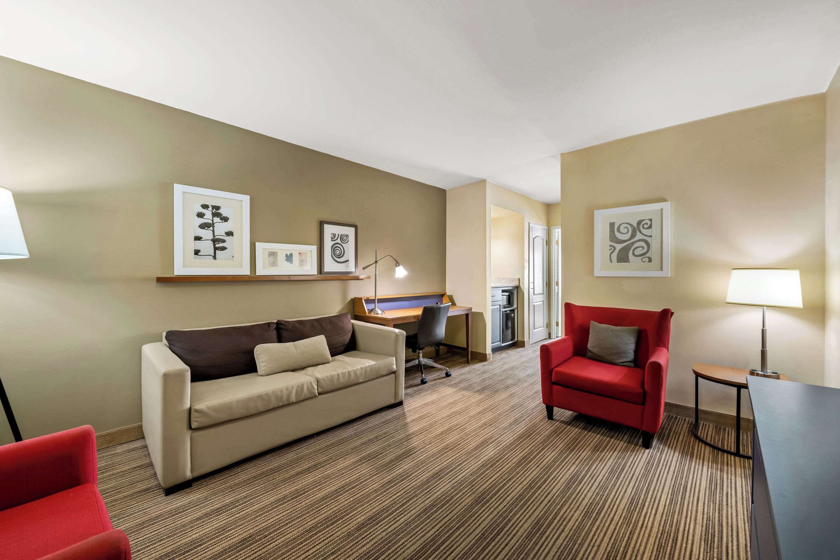 Premium bedding, desk, blackout curtains, iron/ironing board