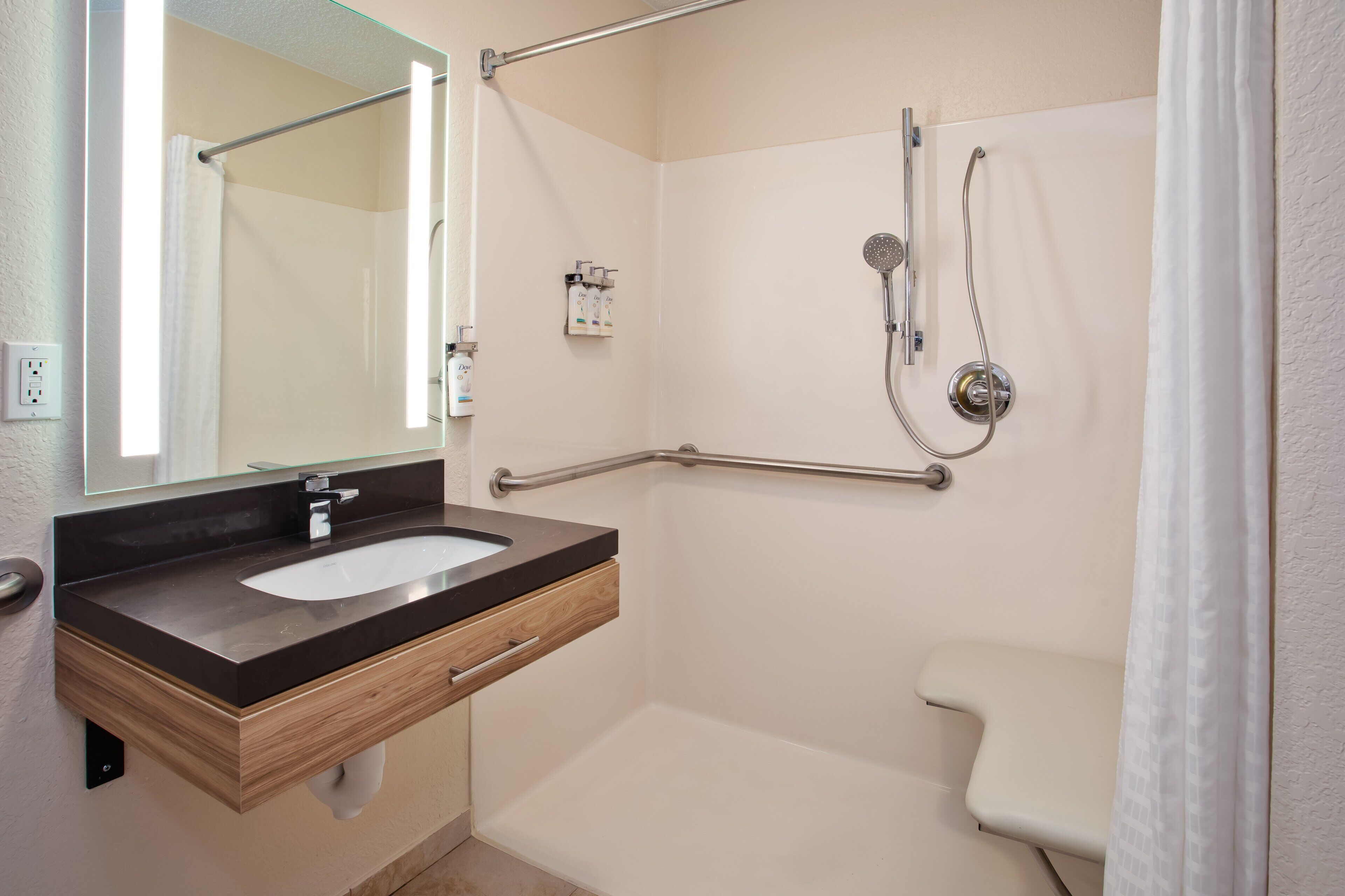 studio suite, 2 queen beds, accessible (mobility) | bathroom | combined shower/bathtub, hair dryer, towels