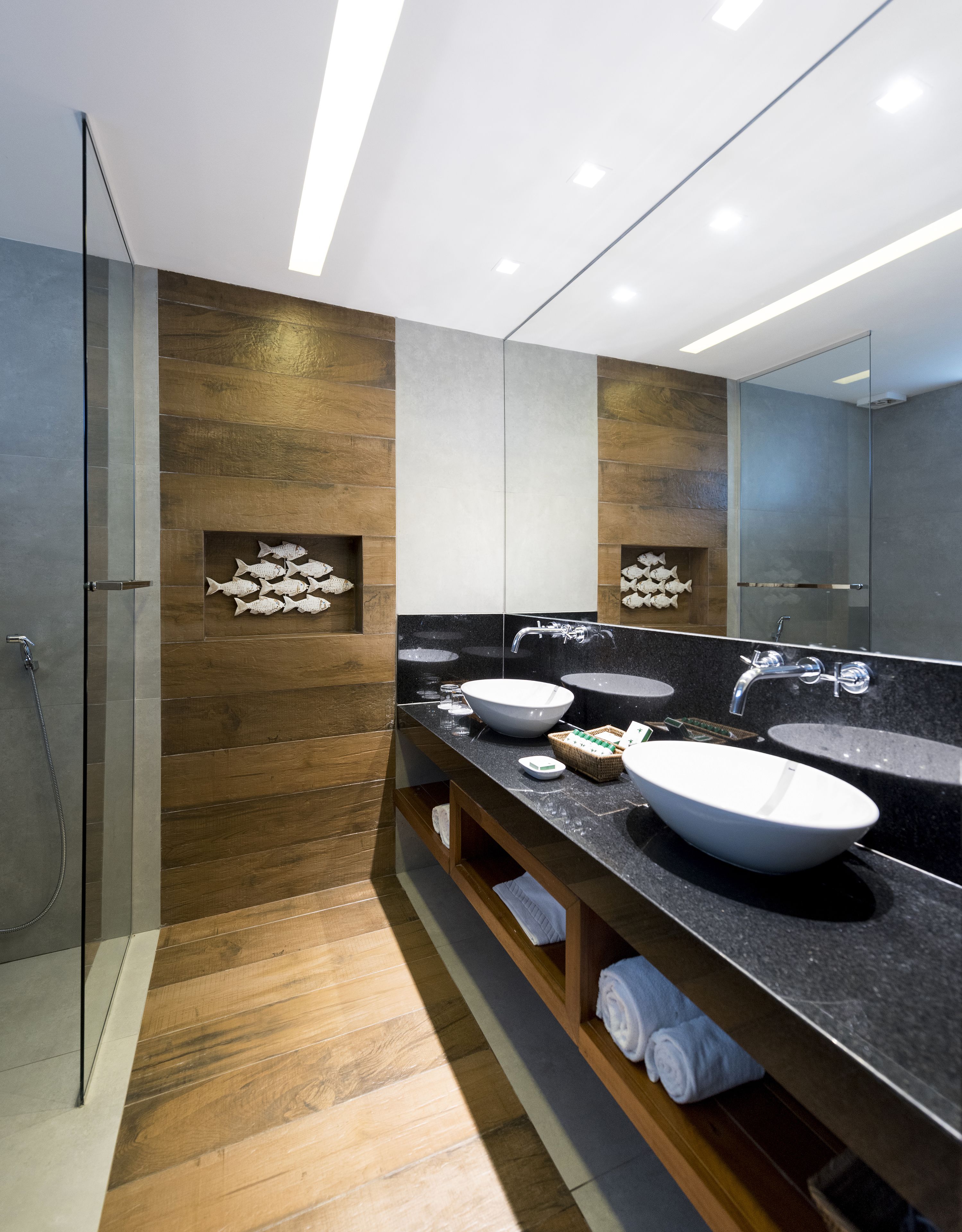 shower, free toiletries, hair dryer, bathrobes