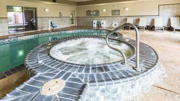 Indoor pool, open 8:00 AM to 10 PM, sun loungers