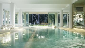 Indoor pool, seasonal outdoor pool, sun loungers