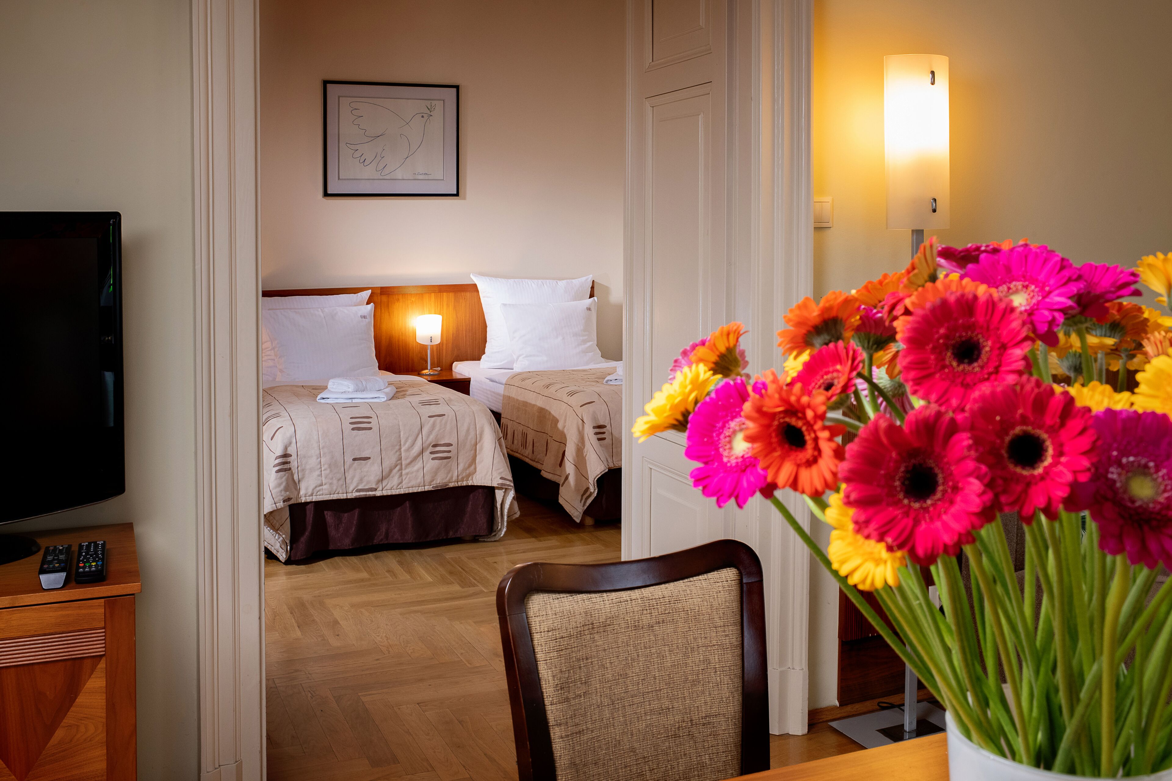 deluxe apartment | in-room safe, desk, blackout curtains, iron/ironing board