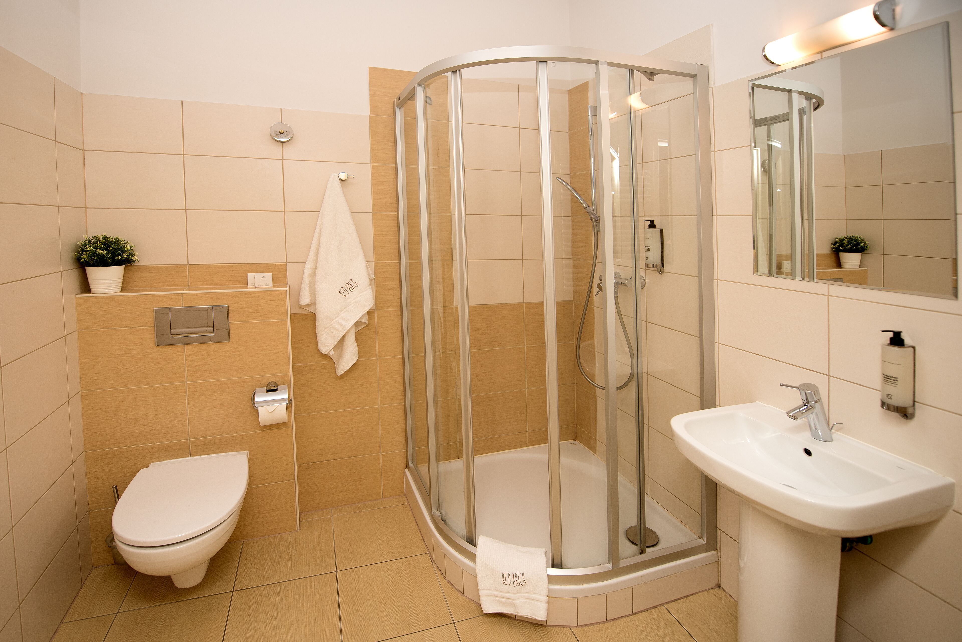 hair dryer, towels, toilet paper