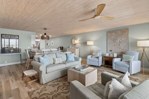 Condo, 3 Bedrooms | Living area | Flat-screen TV, DVD player - Amelia By The Sea 3 Bedroom Condo by RedAwning (Fernandina Beach)