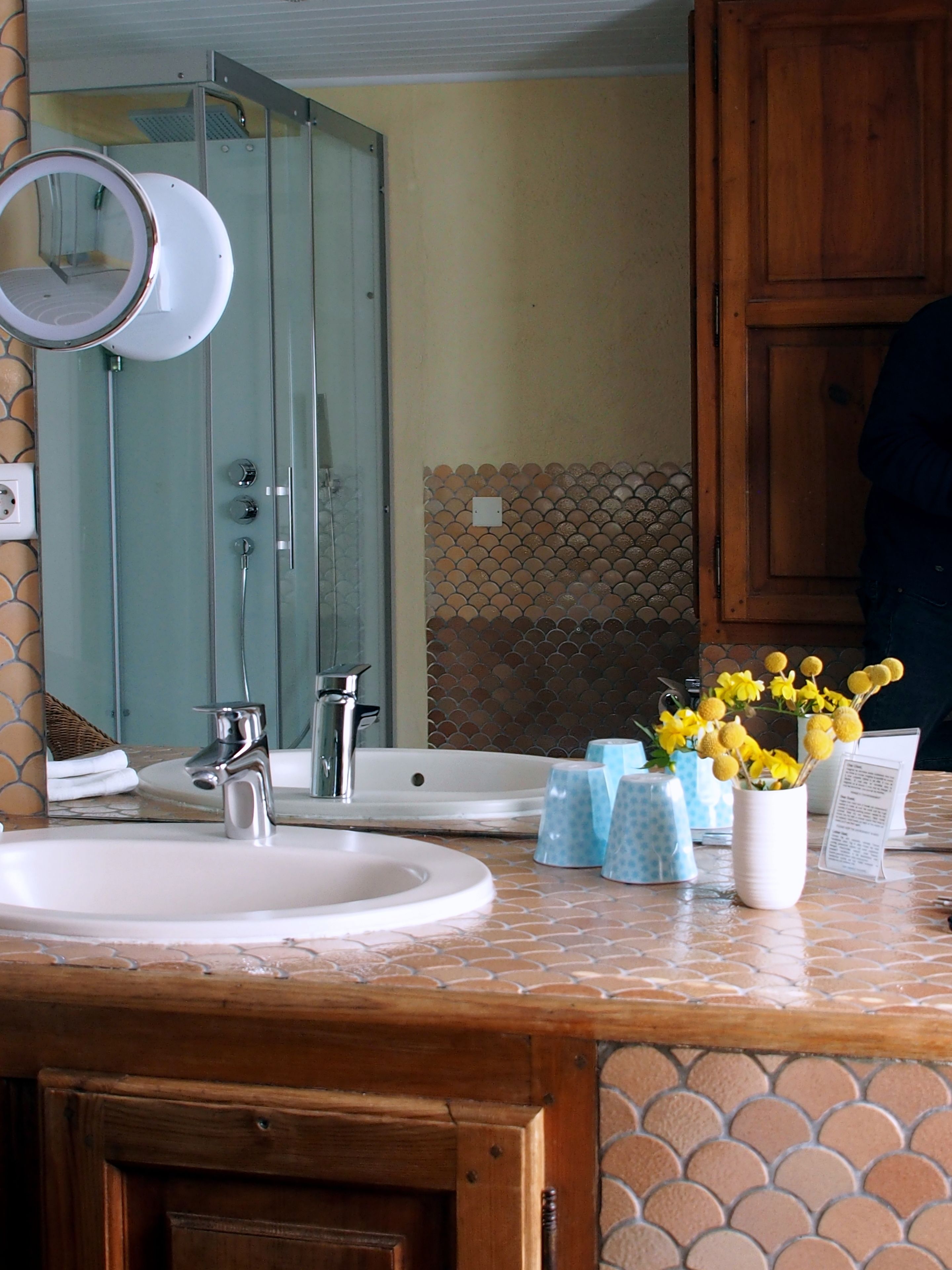 superior double room | bathroom | shower, free toiletries, hair dryer, towels