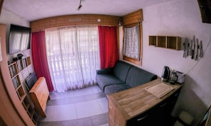 TV de tela plana, videogames, DVD player, livros