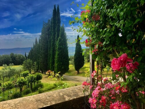 Villa with pool between Florence and Arezzo. Magical view 
