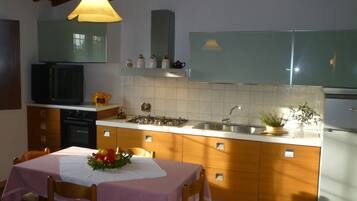 Fridge, oven, stovetop, coffee/tea maker