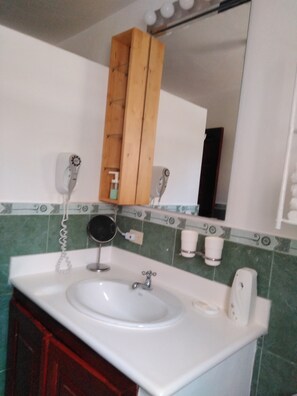 Dusch, hårtork, bidé och handdukar