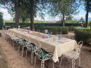 Outdoor banquet area