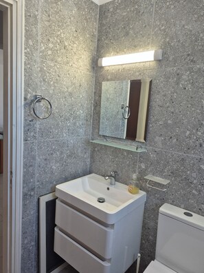 Ensemble douche/baignoire, sèche-cheveux, serviettes fournies