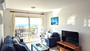 Flachbildfernseher, DVD-Player, Bücher