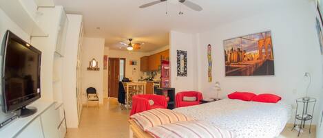 Desk, iron/ironing board, travel cot, free WiFi