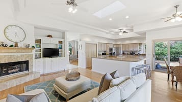 Smart TV, DVD player, music library, stereo