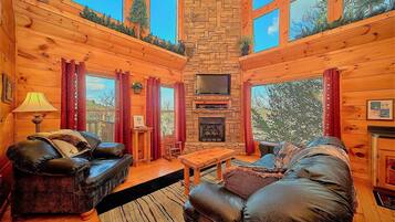 Smart TV, fireplace, video games, DVD player