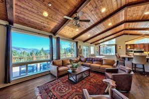 电视、壁炉、DVD 播放器、立体声音响