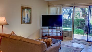 Tv, dvd-afspiller, bøger, stereoanlæg