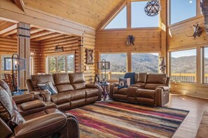 Smart TV, fireplace, video games, DVD player