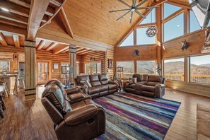 Smart TV, fireplace, video games, DVD player