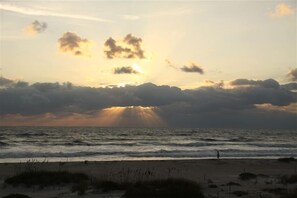 On the beach, sun loungers, beach towels - Beachfront Condo  (Cocoa Beach)