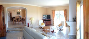 TV connectée, cheminée, lecteur de DVD, chaßne hi-fi