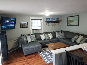 TV, DVD player, music library, video library