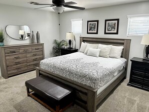 2 bedrooms, desk, iron/ironing board, travel cot