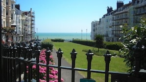 A coastal street with a sign prohibiting dogs or ball games. - Romantic with Sea View Sleeps 2-4 (Brighton)