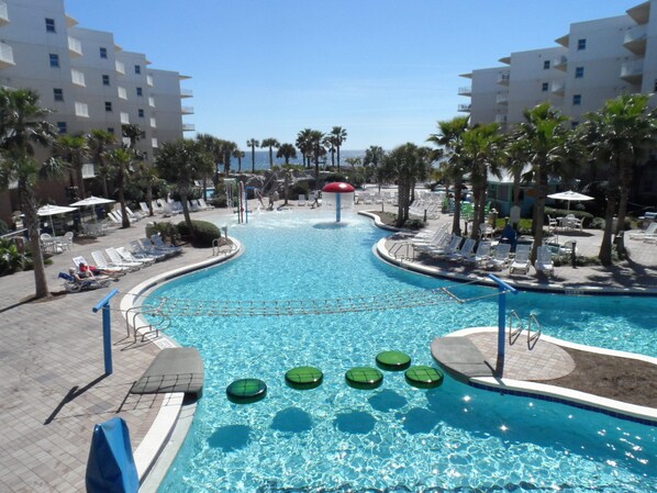 Outdoor pool, a heated pool - Stroll to Okaloosa Island Beach at our beachfront condo (Fort Walton Beach)