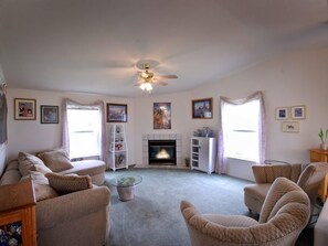 TV, peis, DVD-spiller og bøker