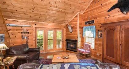 INCREDIBLE FAMILY LOG CABIN ON TROUT STREAM W/HUGE GAMEROOM, HOT TUB, 3 ACRES!