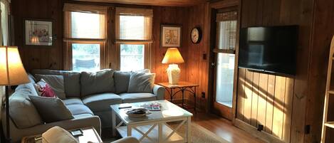 Smart TV, DVD player, books, video library
